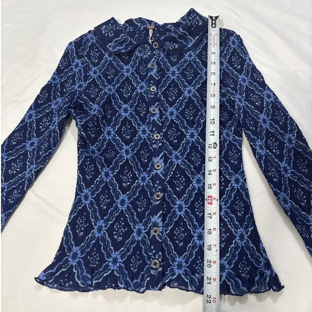 Free People Women’s Small Caught A Feeling Smocked Top Long Sleeve Boho Party - Picture 11 of 11